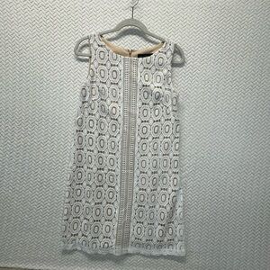 Jessica Howard White Crochet Overlay Dress with Cream Lining